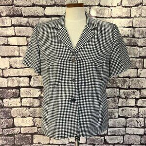 Amanda Smith Black & White Check Short Sleeve Jacket Size 14